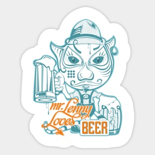 mr.Lenny loves beer / white_blue Sticker